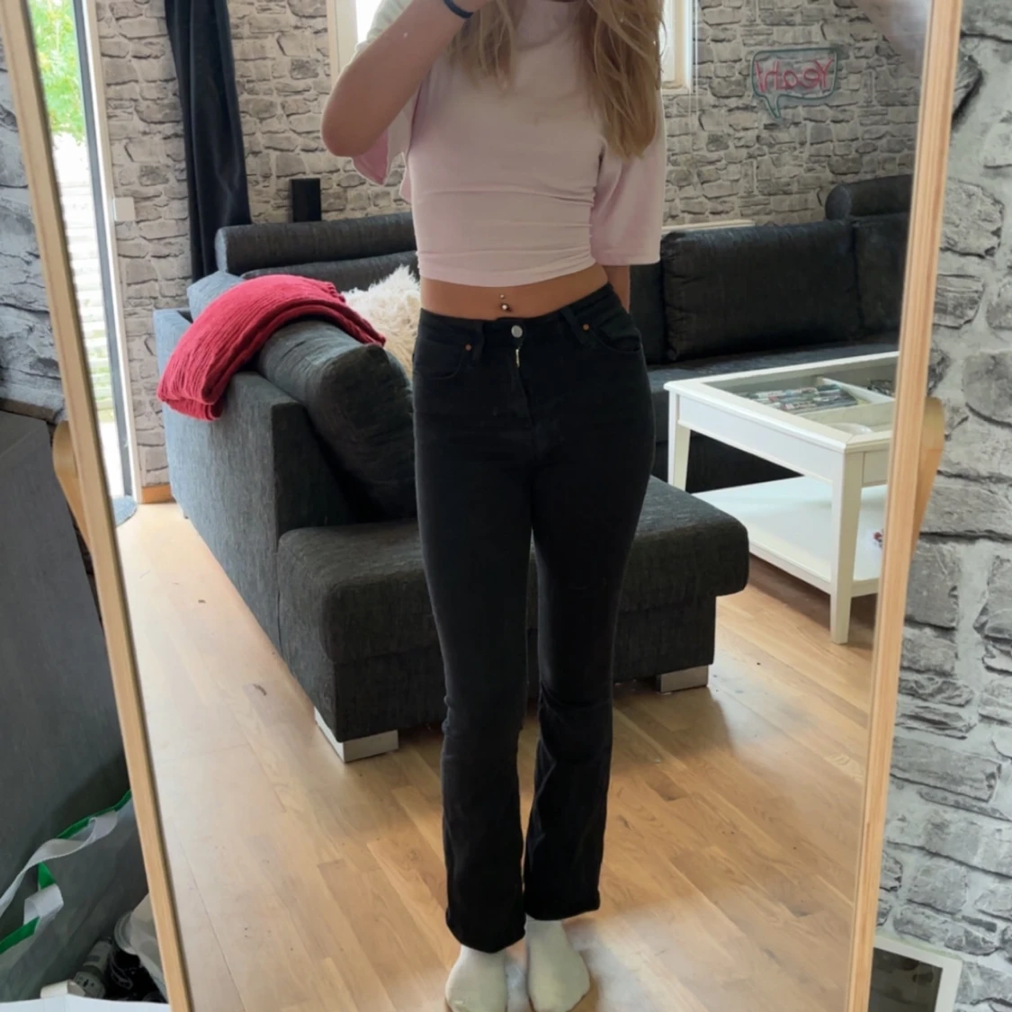 Svarta bootcut jeans  - 2