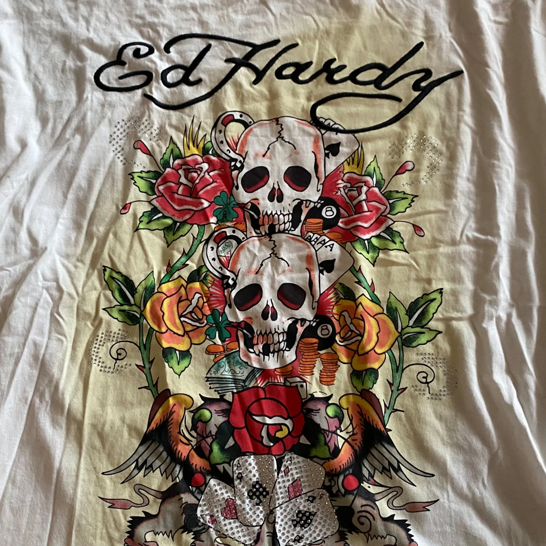 Vit långärmad tröja med tryck från Ed Hardy - 1