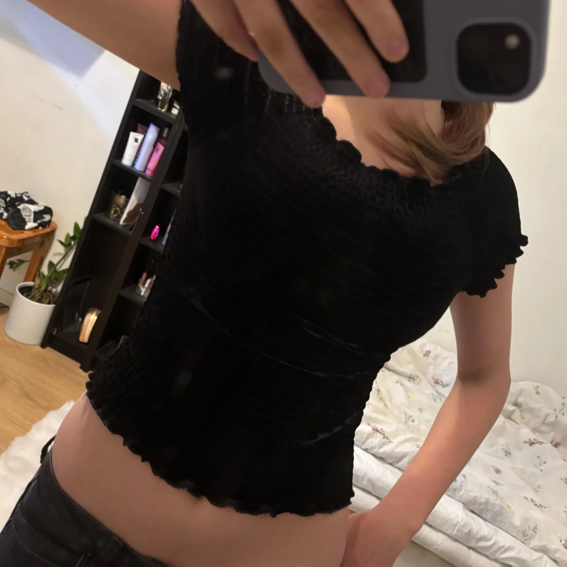 Svart ribbad topp - 1