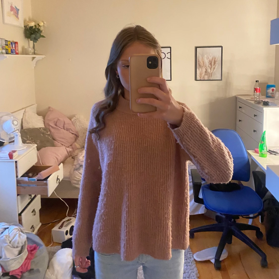 Rosa stickad tröja - 1