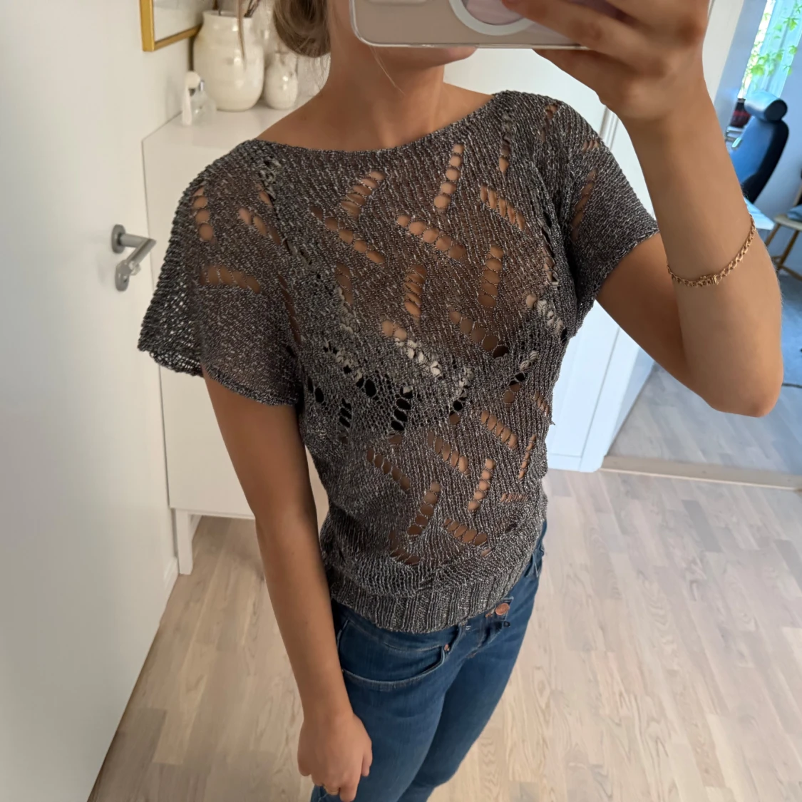 Grå/silvrig stickad topp - 1