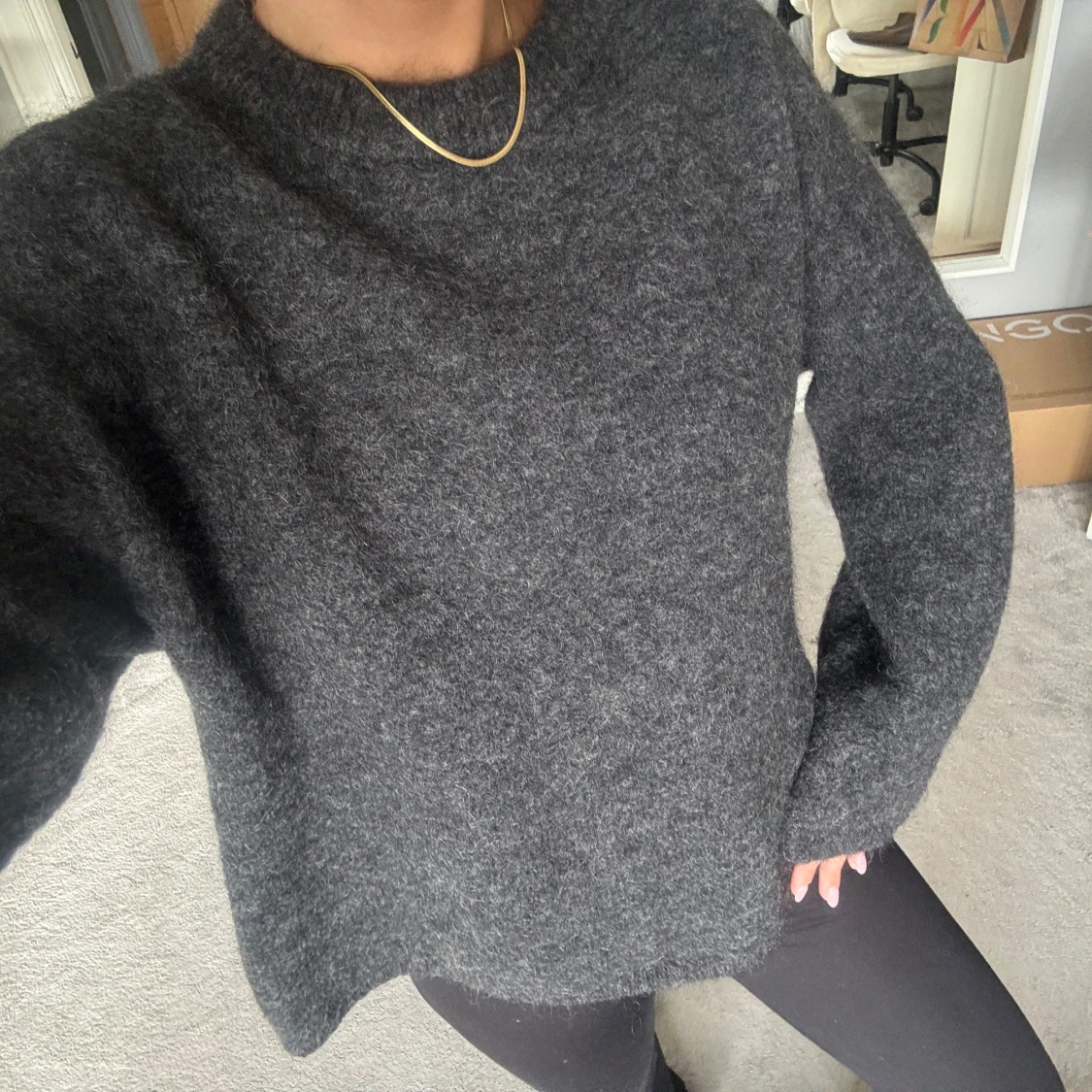 Mohairstickad grå tröja från H&M - 3