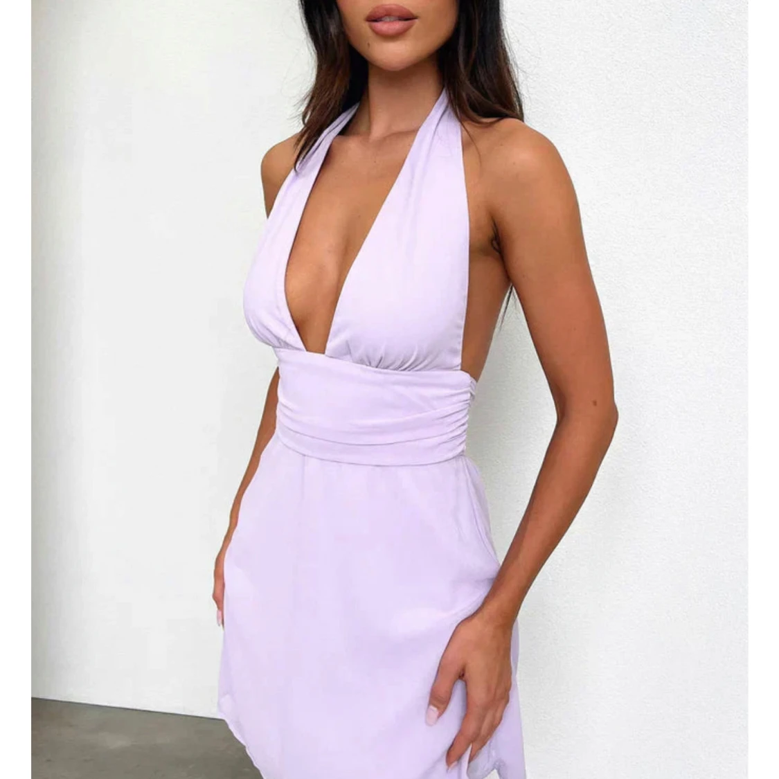 Pastellfärgad halterneck kortklänning - 1