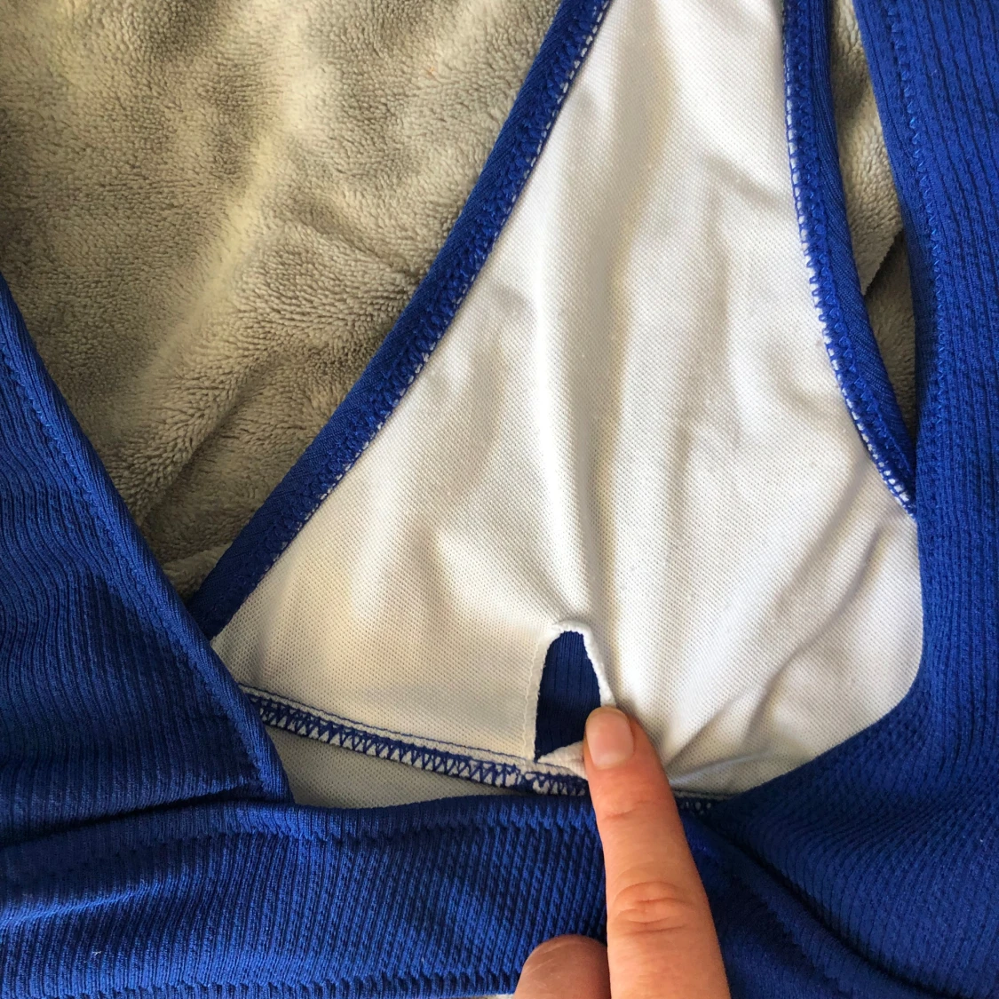 Blå ribbad bikini med hög midja - 1