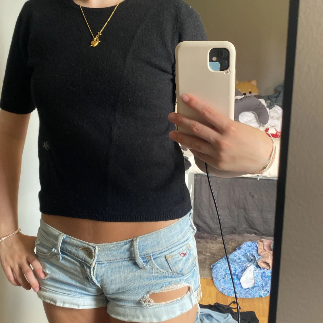 Svart kortärmad ulltröja H&M XS