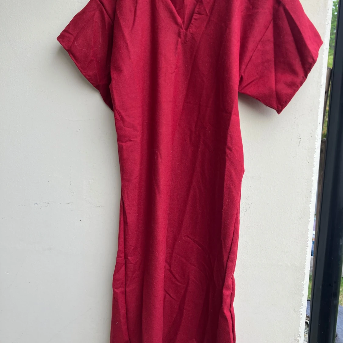 Röd långklänning i ylle - 2