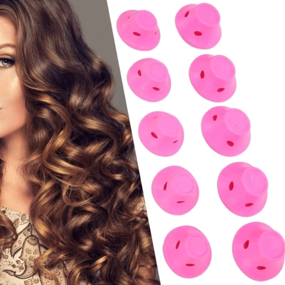Rosa mjuka hårspolar i silikon - 1