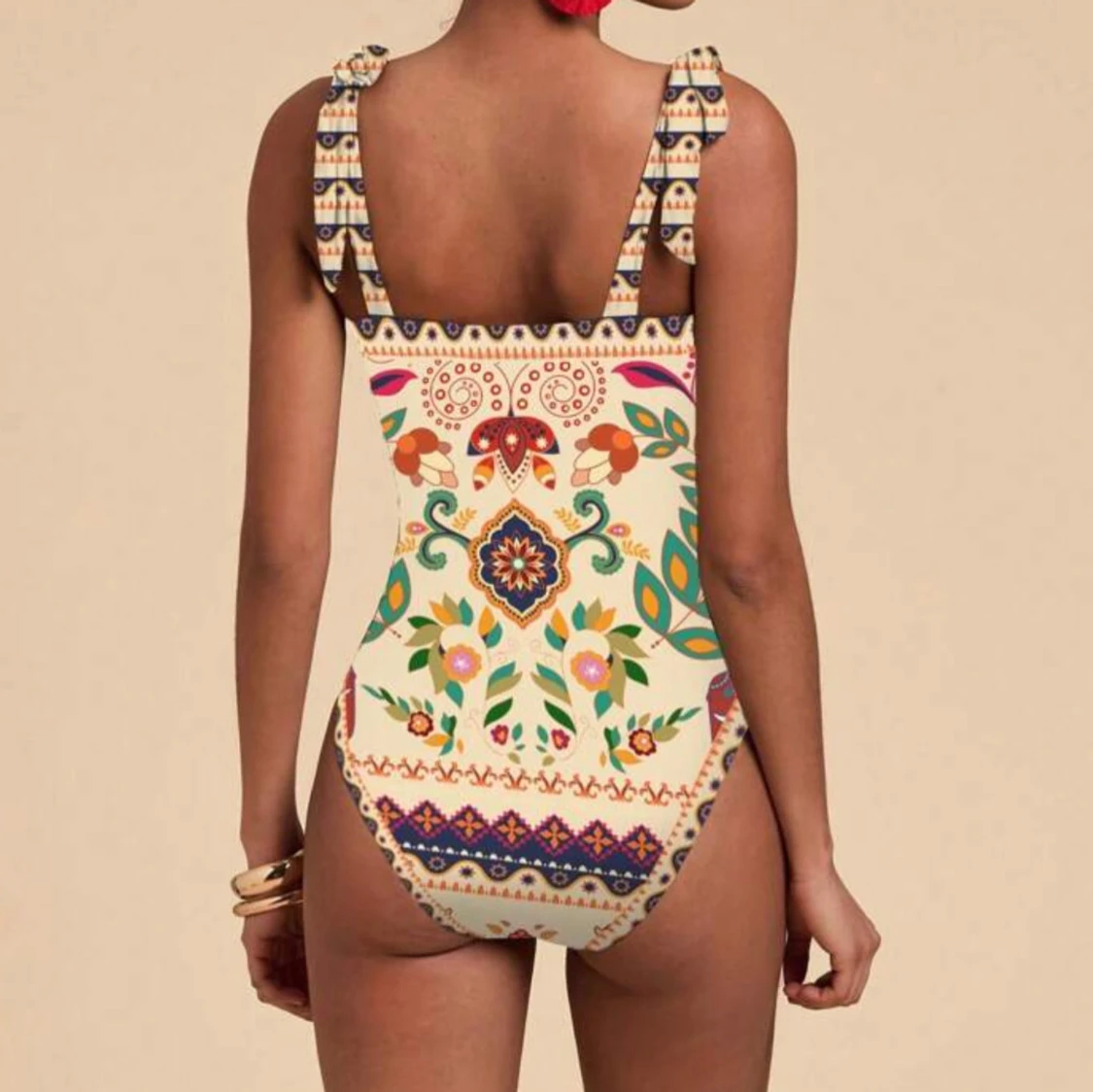 Oanvänd baddräkt med snörning - 1