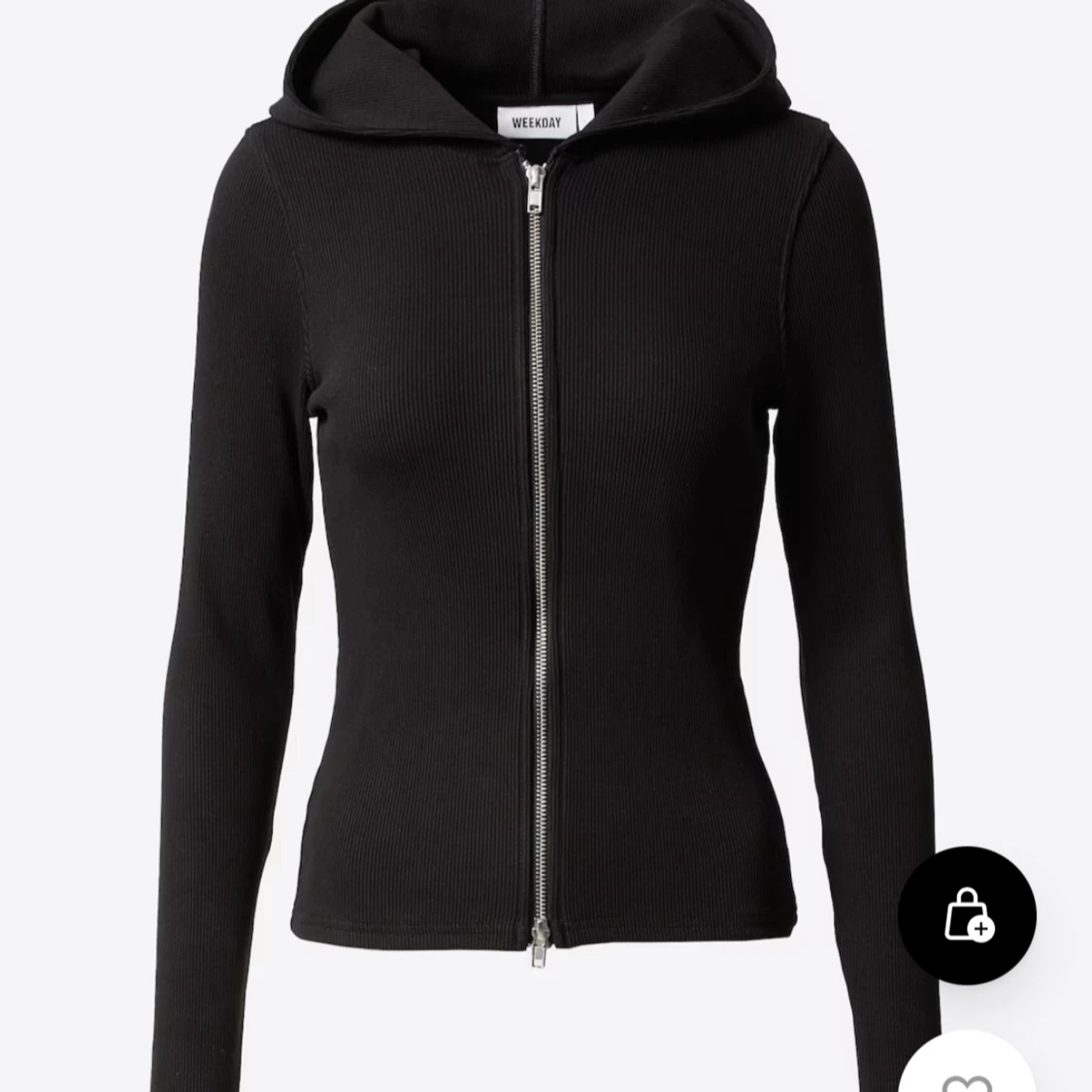 Svart ribbad hoodie från Weekday