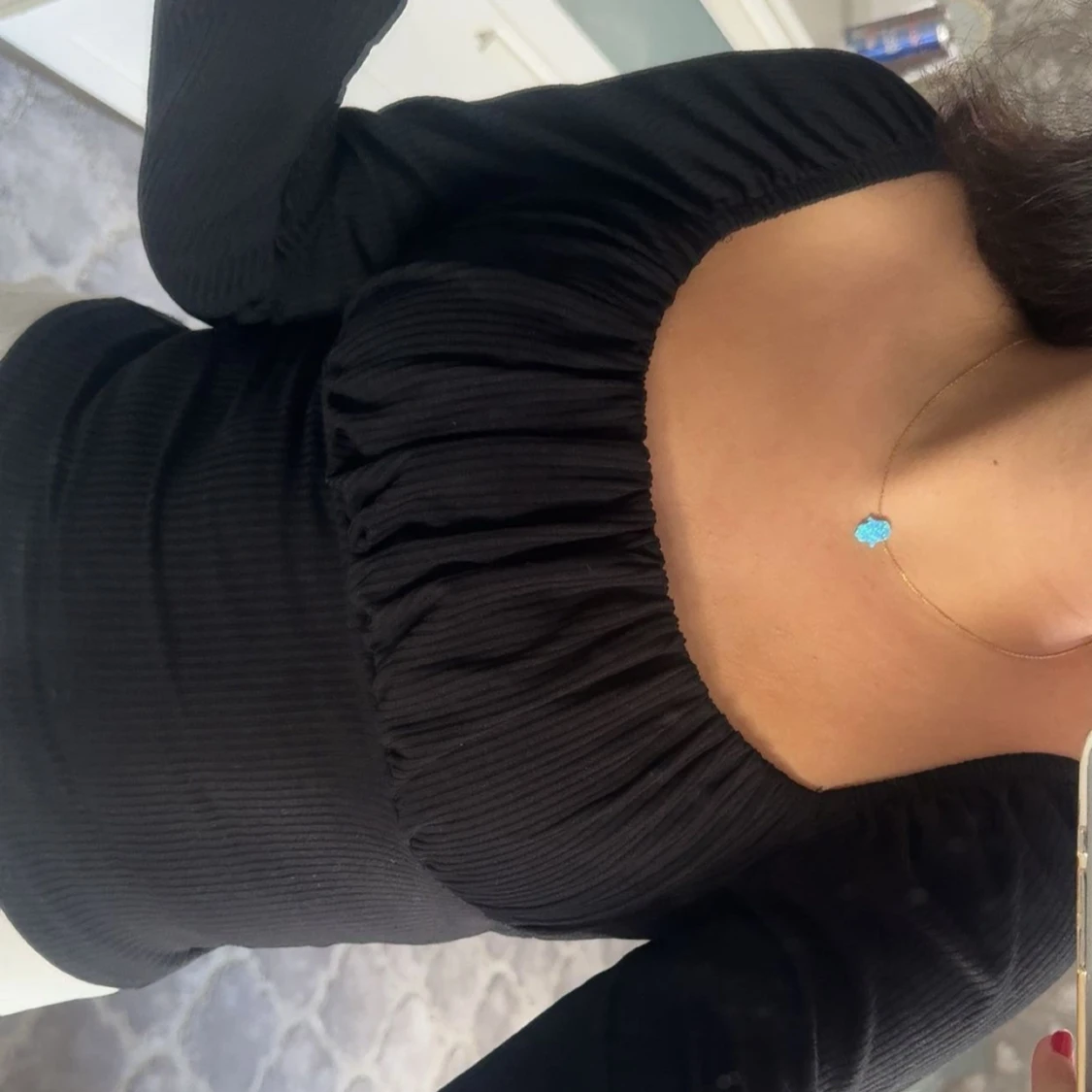 Svart ribbad topp från bubbleroom