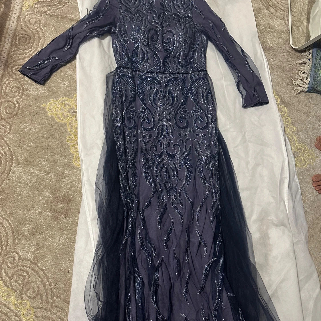 Mörkblå glittrig långklänning Jolie Bride - 1