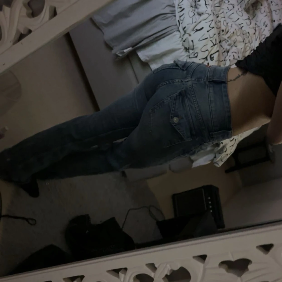 Blå bootcut jeans med låg midja - 1