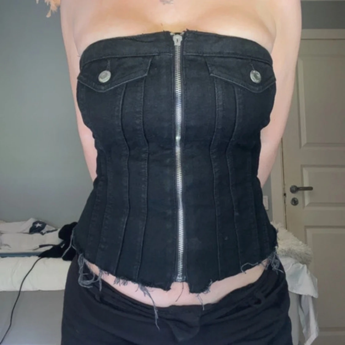 Svart jeanskorsett topp - 1