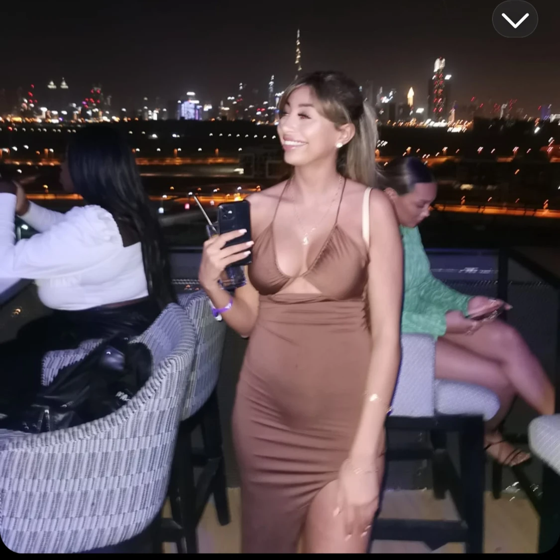 Ohpolly- Brun långklänning med slits