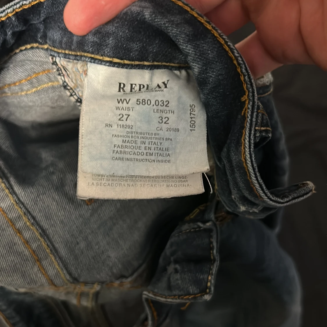Blå Replay jeansbyxor med slitningar - 3