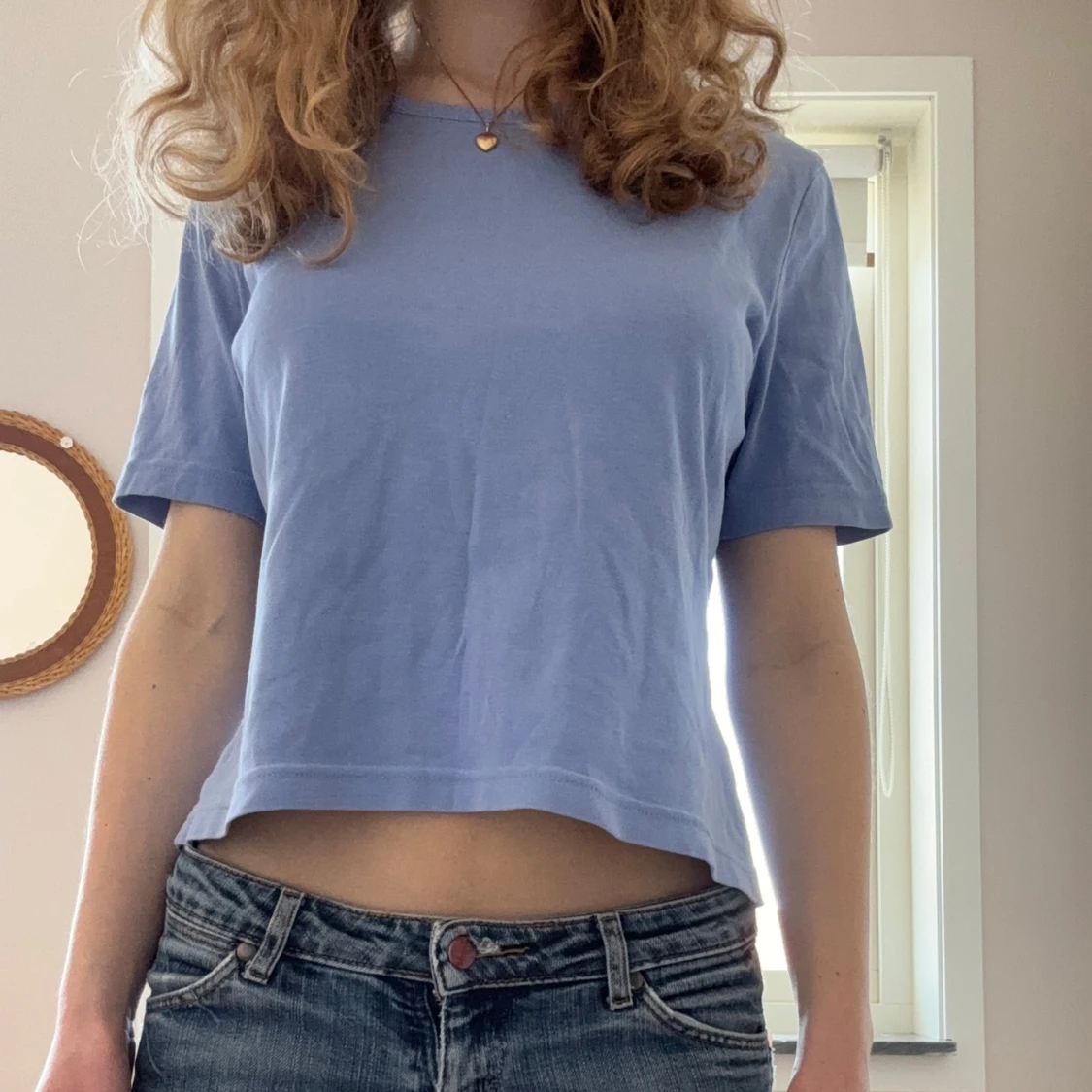 Blå kortärmad topp