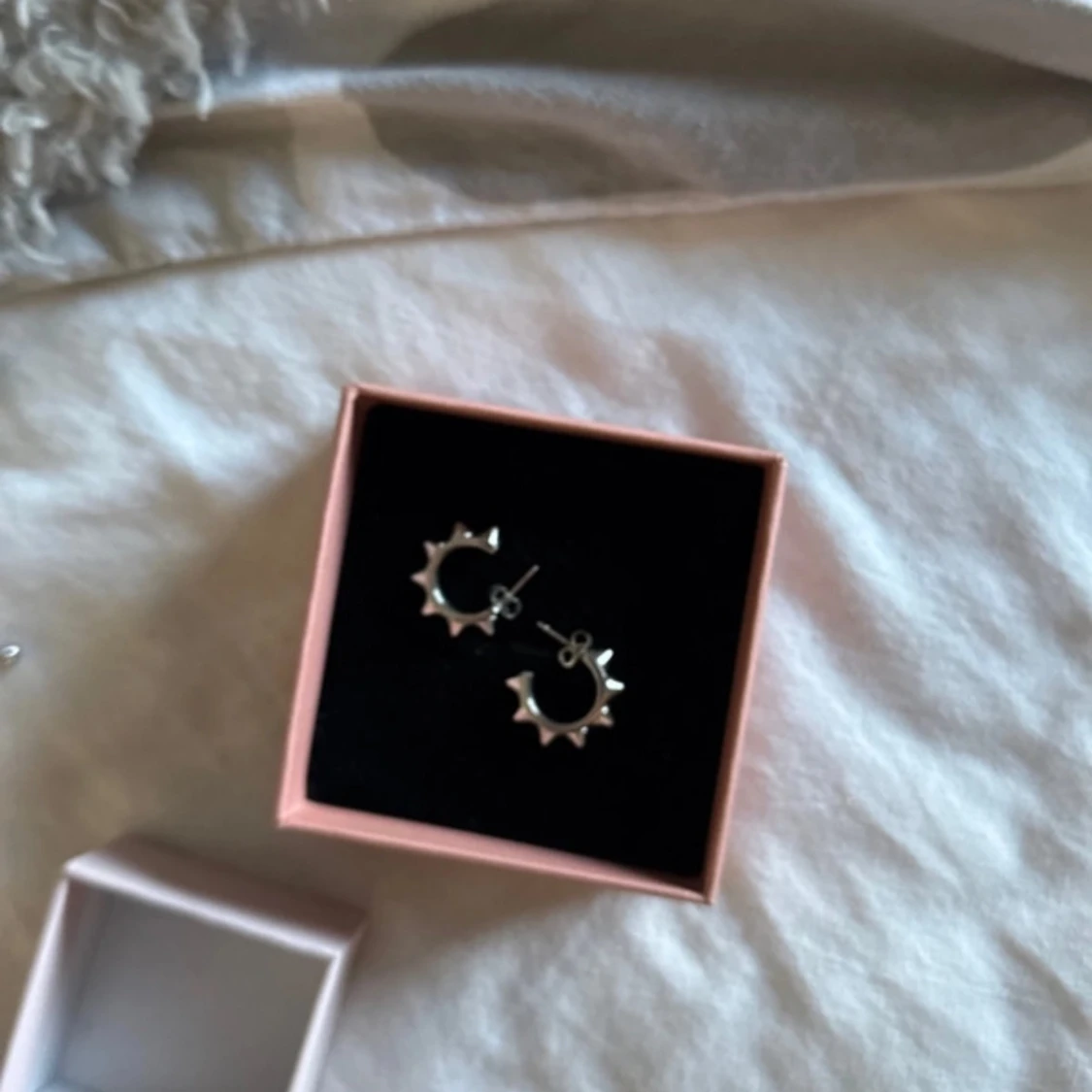 Silvriga örhängen med nitar från Edblad - 1