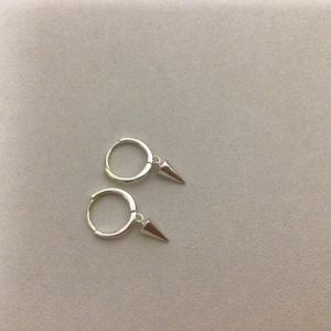 Silverörhängen med spetsig detalj - Snygga och stilrena silverörhängen med en spetsig hängande detalj. Perfekta för att ge en edgy touch till din outfit. De är små och lätta, vilket gör dem bekväma att bära hela dagen.