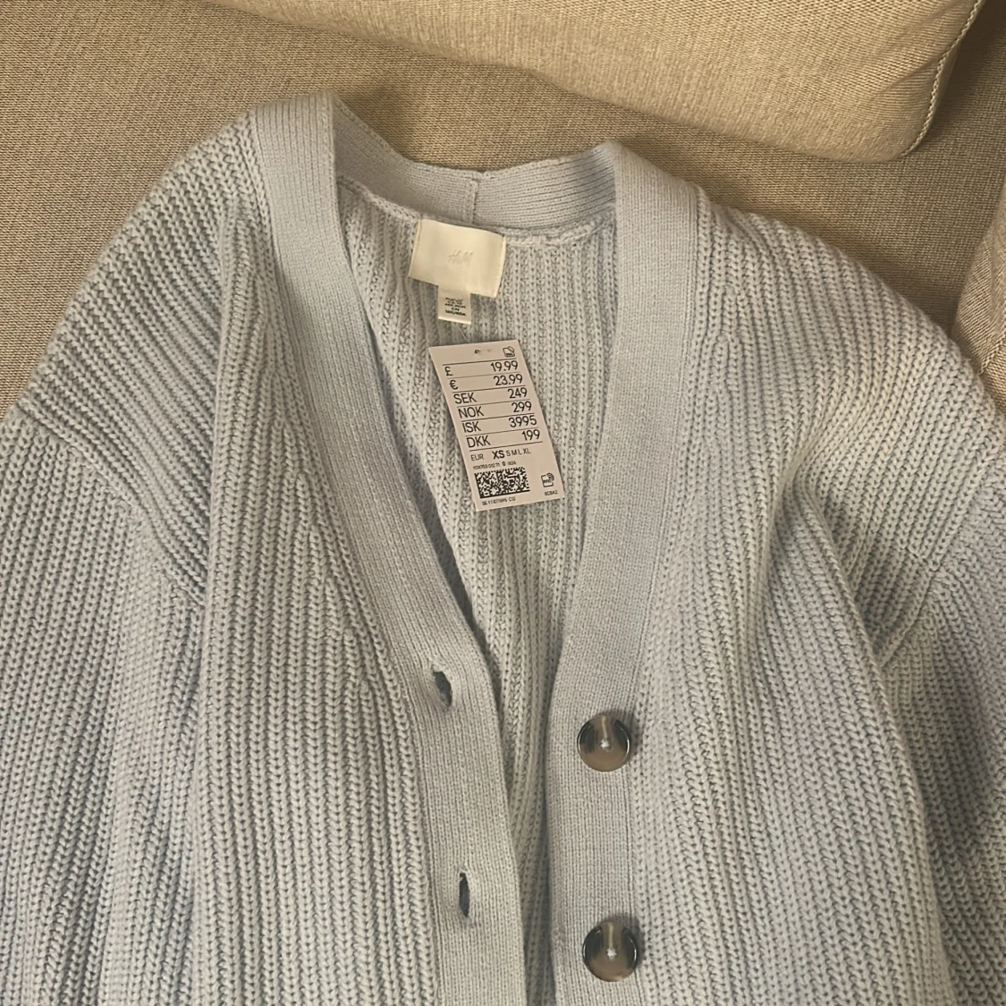 Ljusblå stickad kofta från H&M - 90