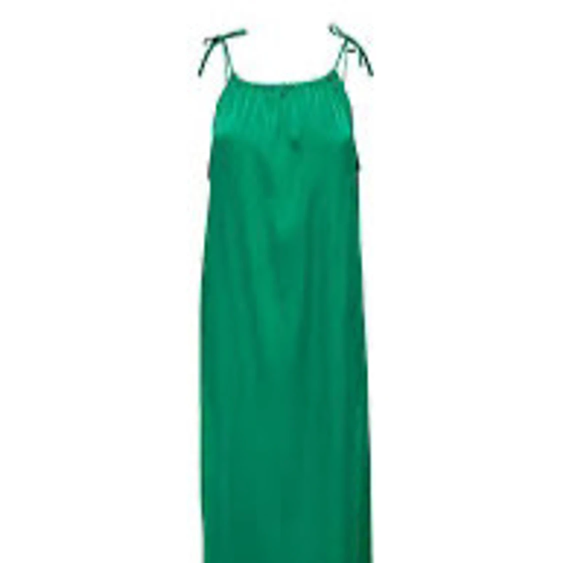 Grön långklänning med smala axelband - 91