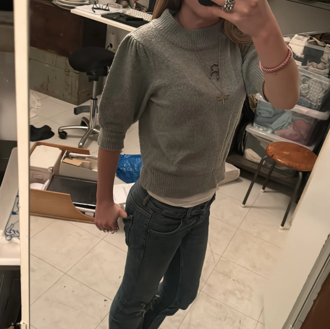 Stickad tröja med puffärm från JDY - 93