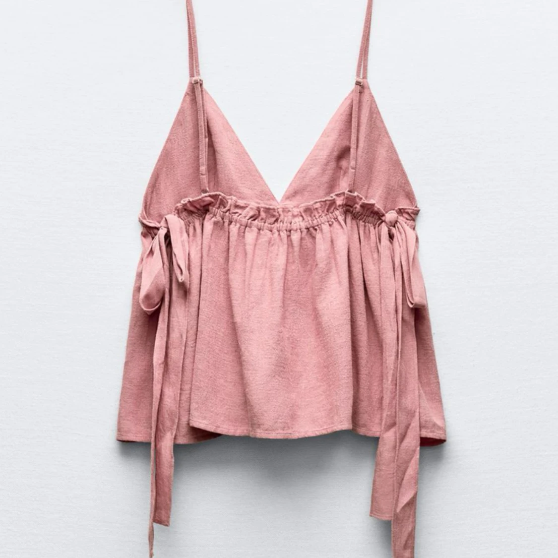 Slutsåld rosa topp med knytning från Zara - 1