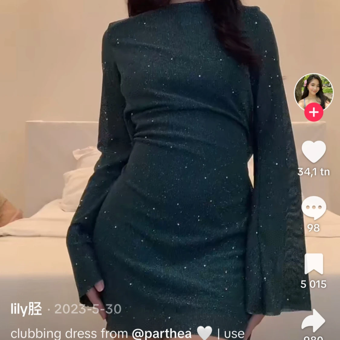 Parthea glittrig klänning