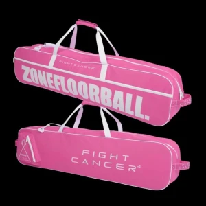 Rosa innebandyväska från Zonefloorball - Säljer en rosa innebandyväska från Zonefloorball med texten 'Fight Cancer'. Väskan har dubbla bärhandtag och en dragkedja för enkel öppning. Perfekt för att bära innebandyklubbor och utrustning. Stöd en god sak med stil! 💖Kan skicka egna bilder vid intresse!