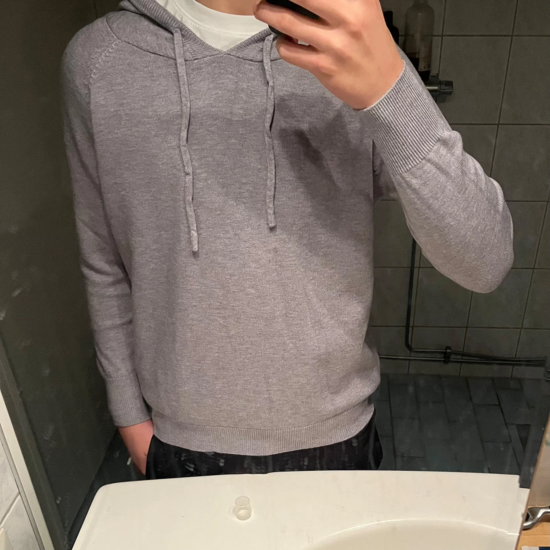 Grå Merinoulls hoodie  - 3