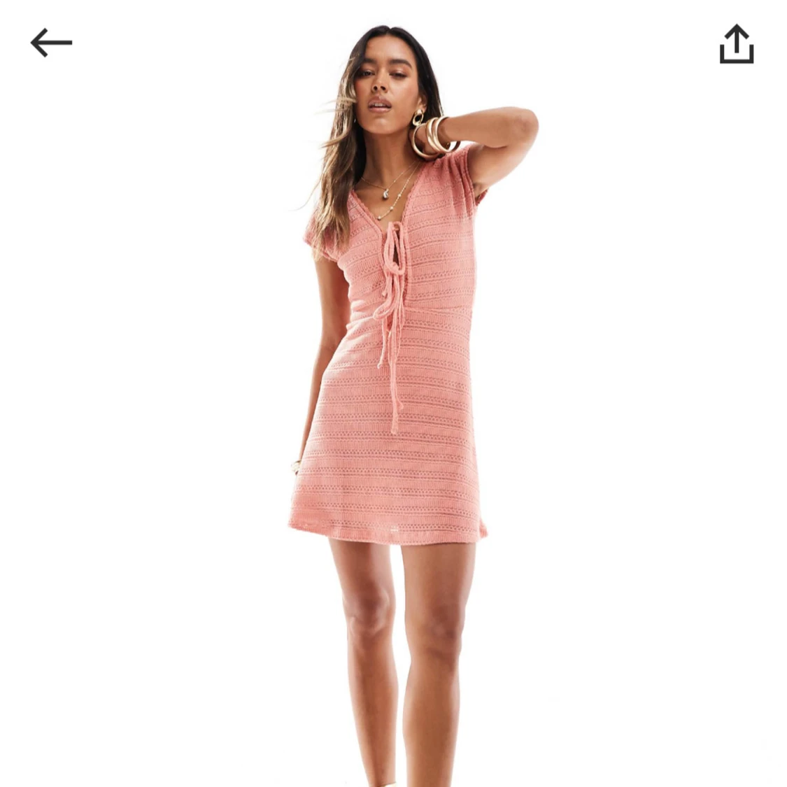 Rosa stickad klänning - 90