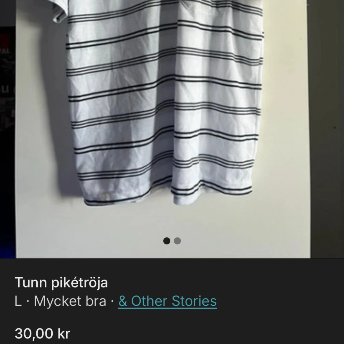 Vit och svart randig pikétröja från & Other Stories - 91