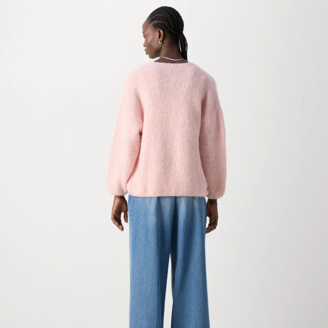 Rosa stickad tröja  - 92