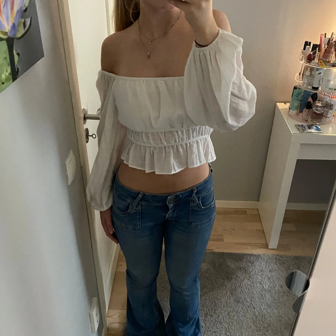 Offshoulder vit topp 