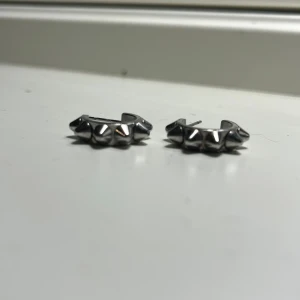 Edblad örhängen - Snygga Edblad silvriga örhängen i form av halvcirklar med nitar! Knappt andvända då jag bytte till guld