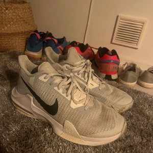 Vita Nike Basketskor - Sjukt snygga basketskor i storlek 44. De är använda men är i ett bra skick. De fungerar perfekt som inneskor men är gjorde speciellt för basket. Pris kan diskuteras vid snabb affär!🙌🤩