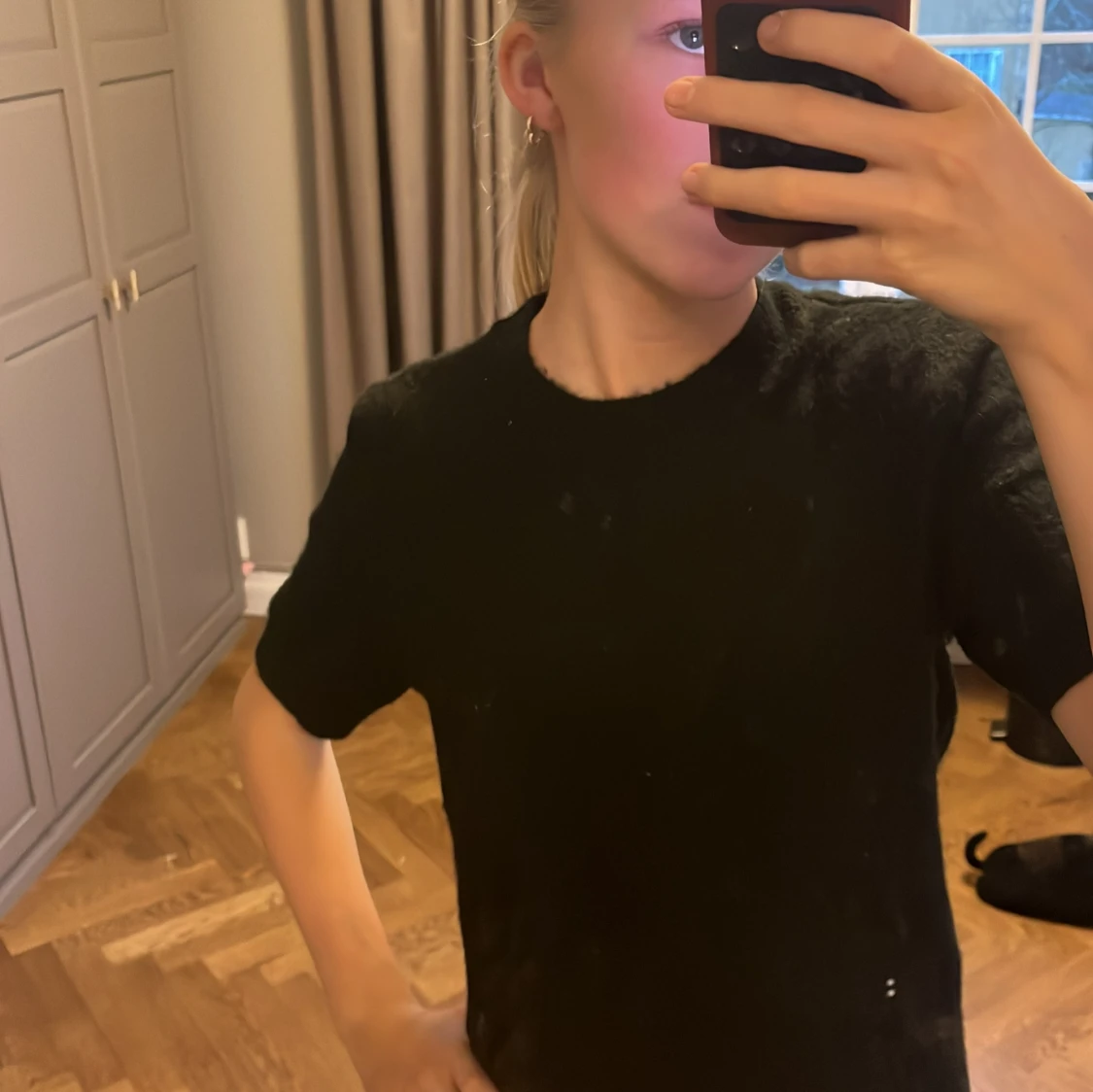 Svart stickad  t-shirt - 90