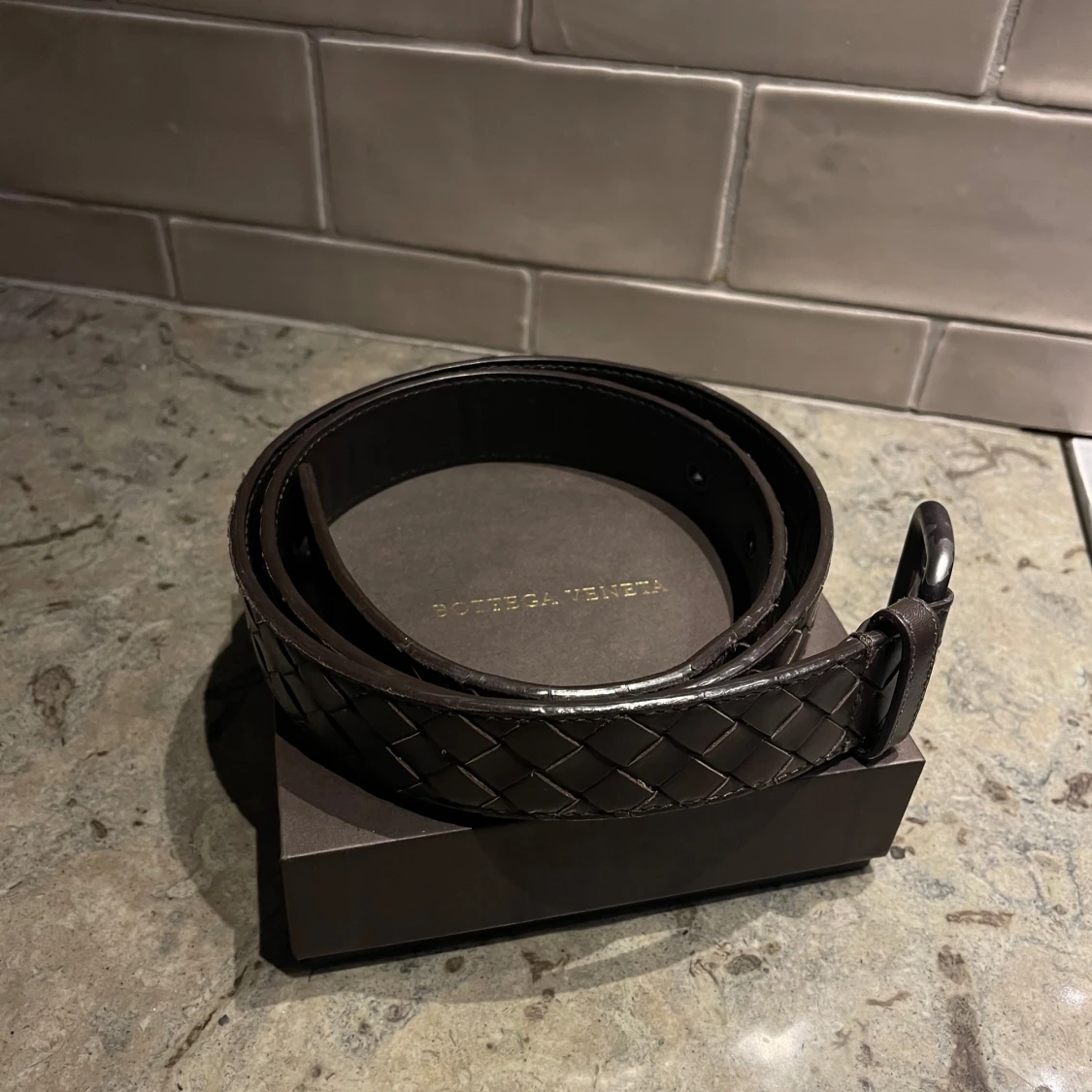 Bottega Veneta Bälte - Mörkbrunt Läder, 85 cm - Exklusivt