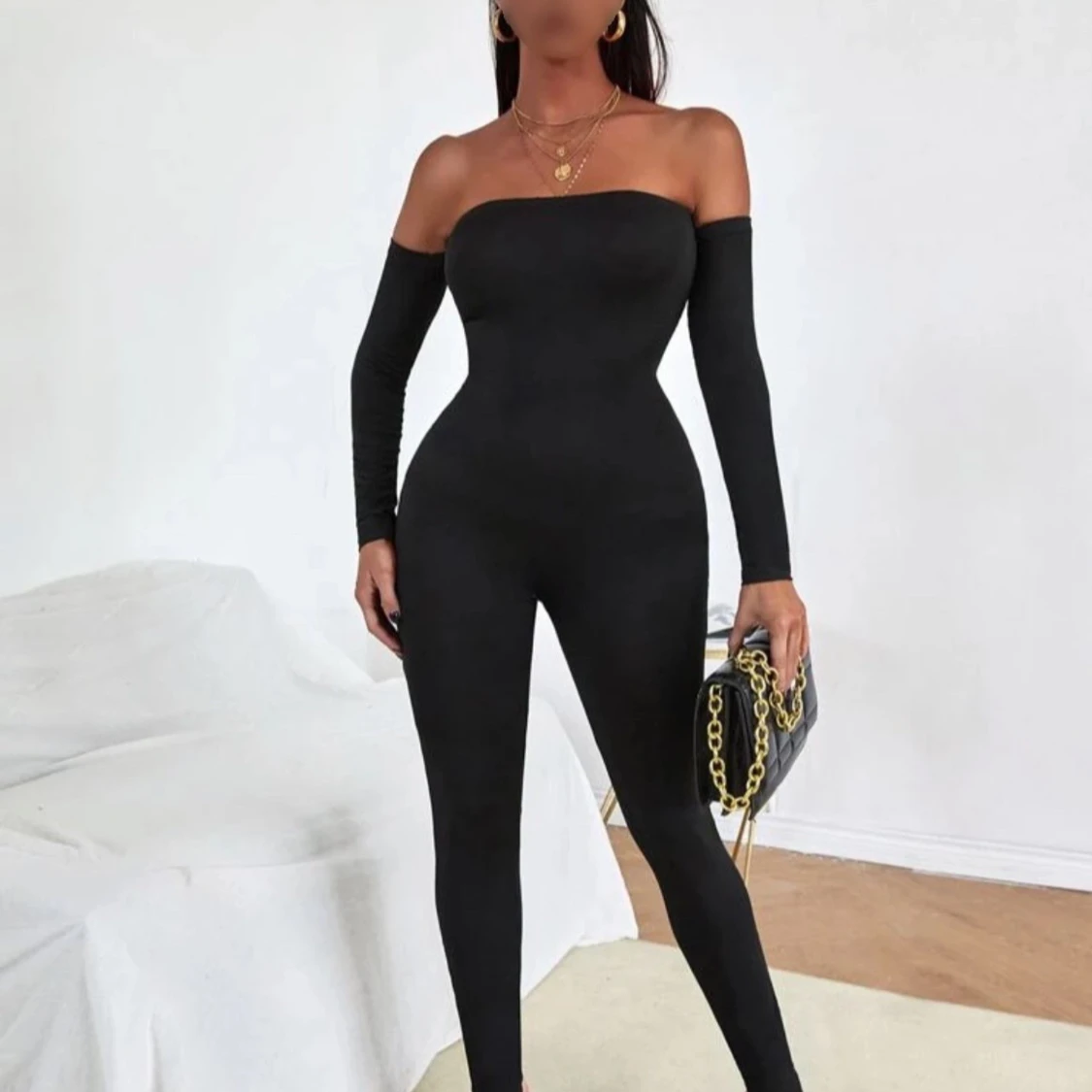 Svart offshoulder jumpsuit - SHEIN