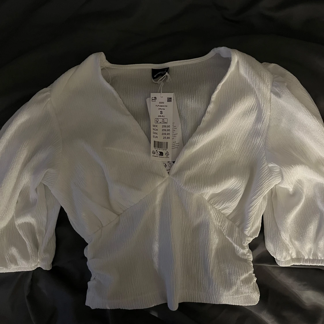 Vit omlottopp med trekvartsärm - 91