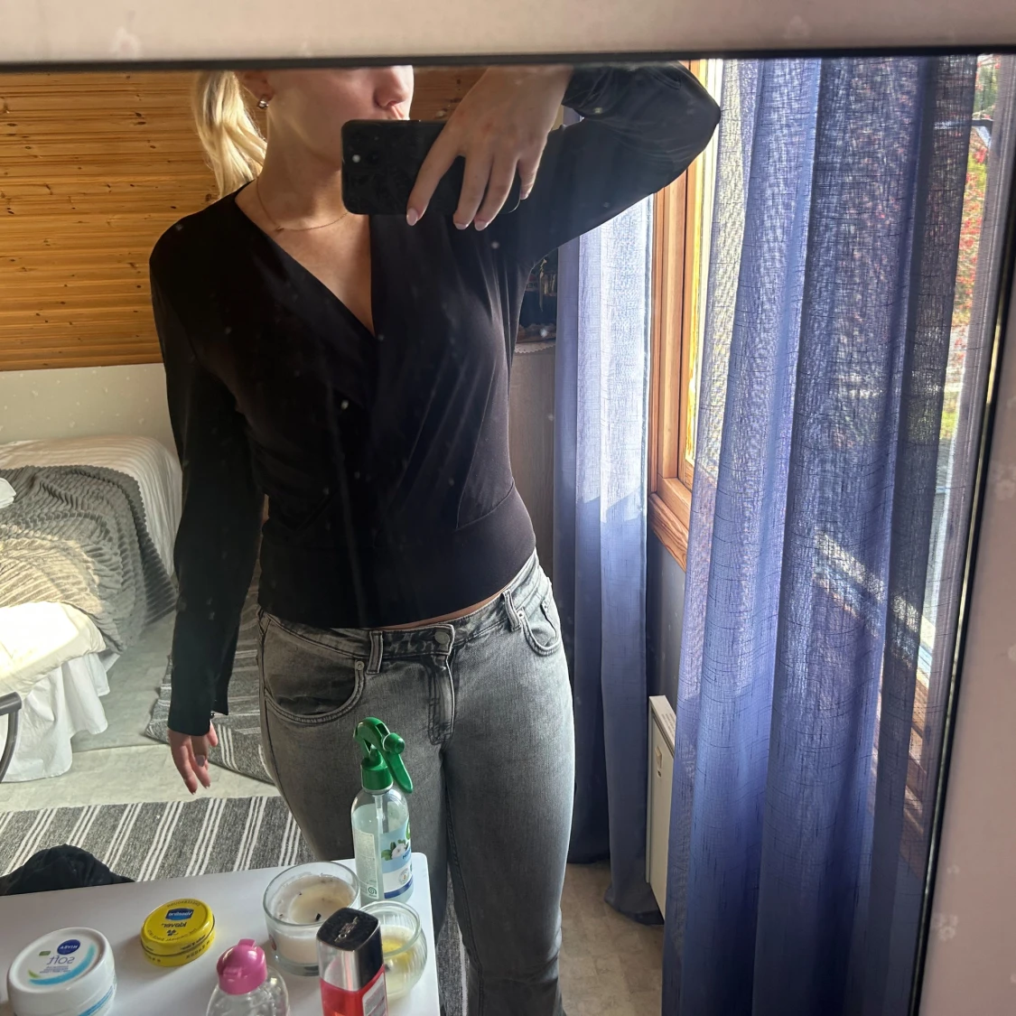 Svart omlottopp - 90