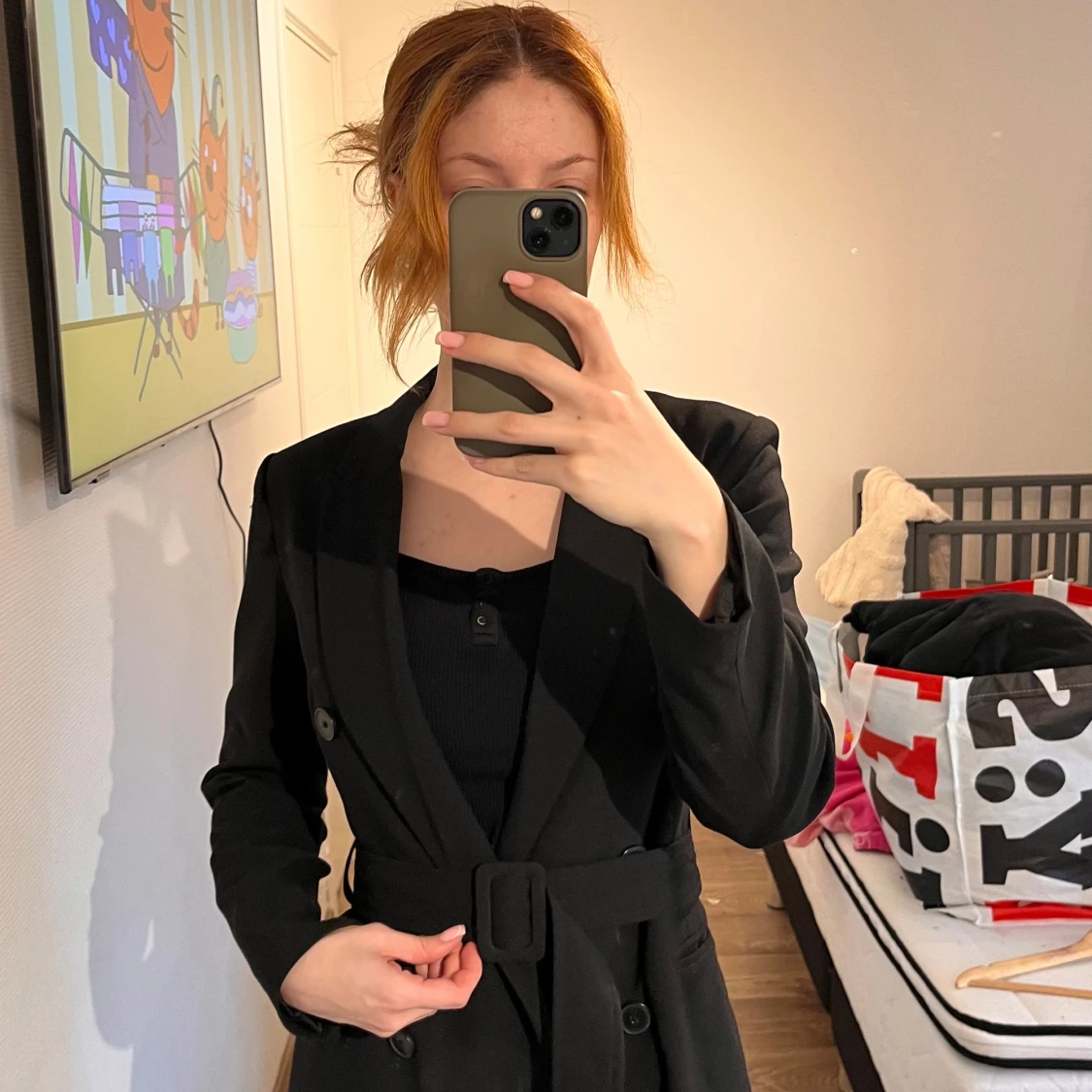 Svart kappa med bälte - 1