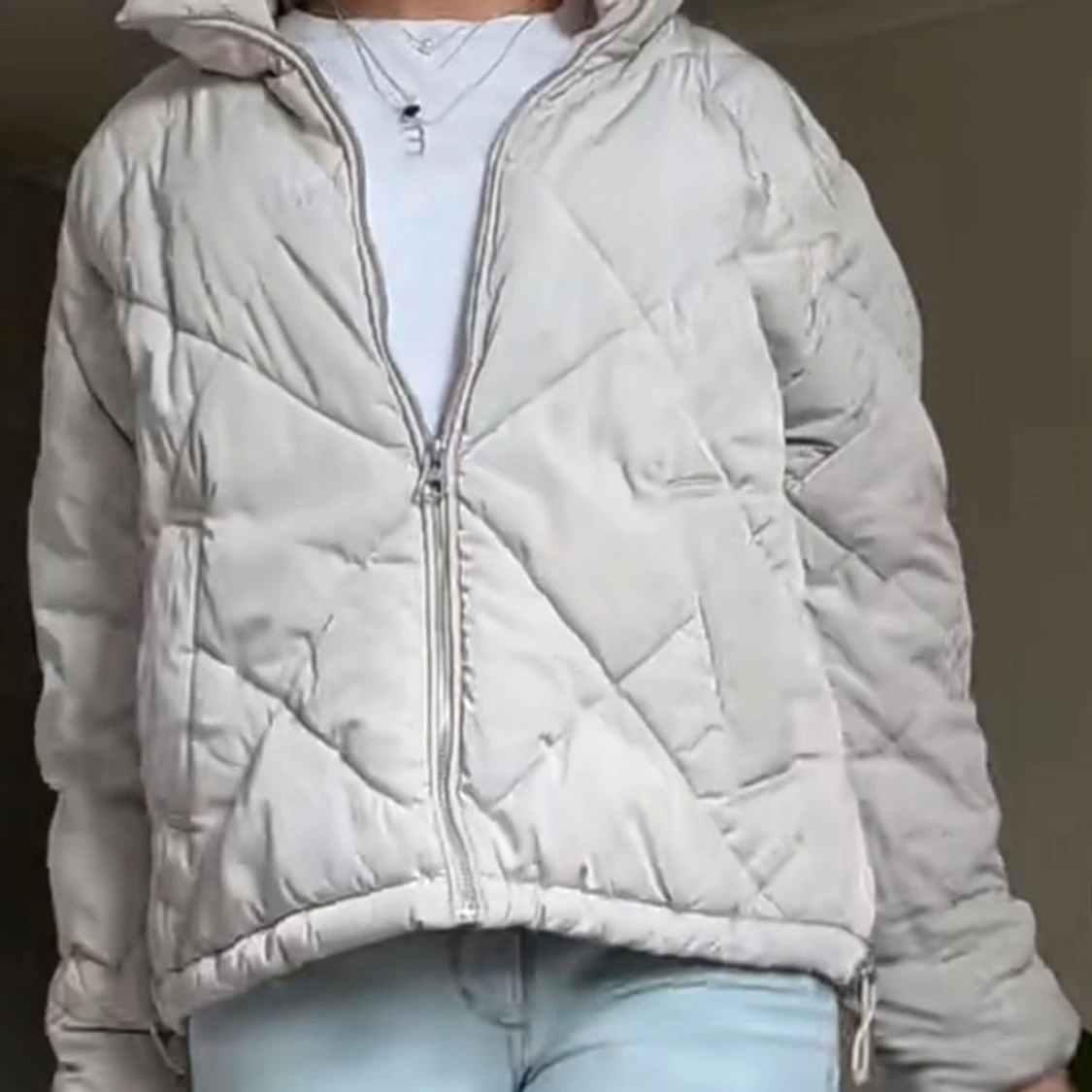 vit/Beige quiltad jacka - 90