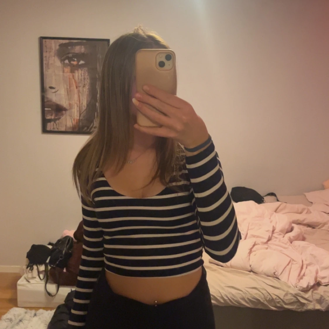 Randig långärmad topp 