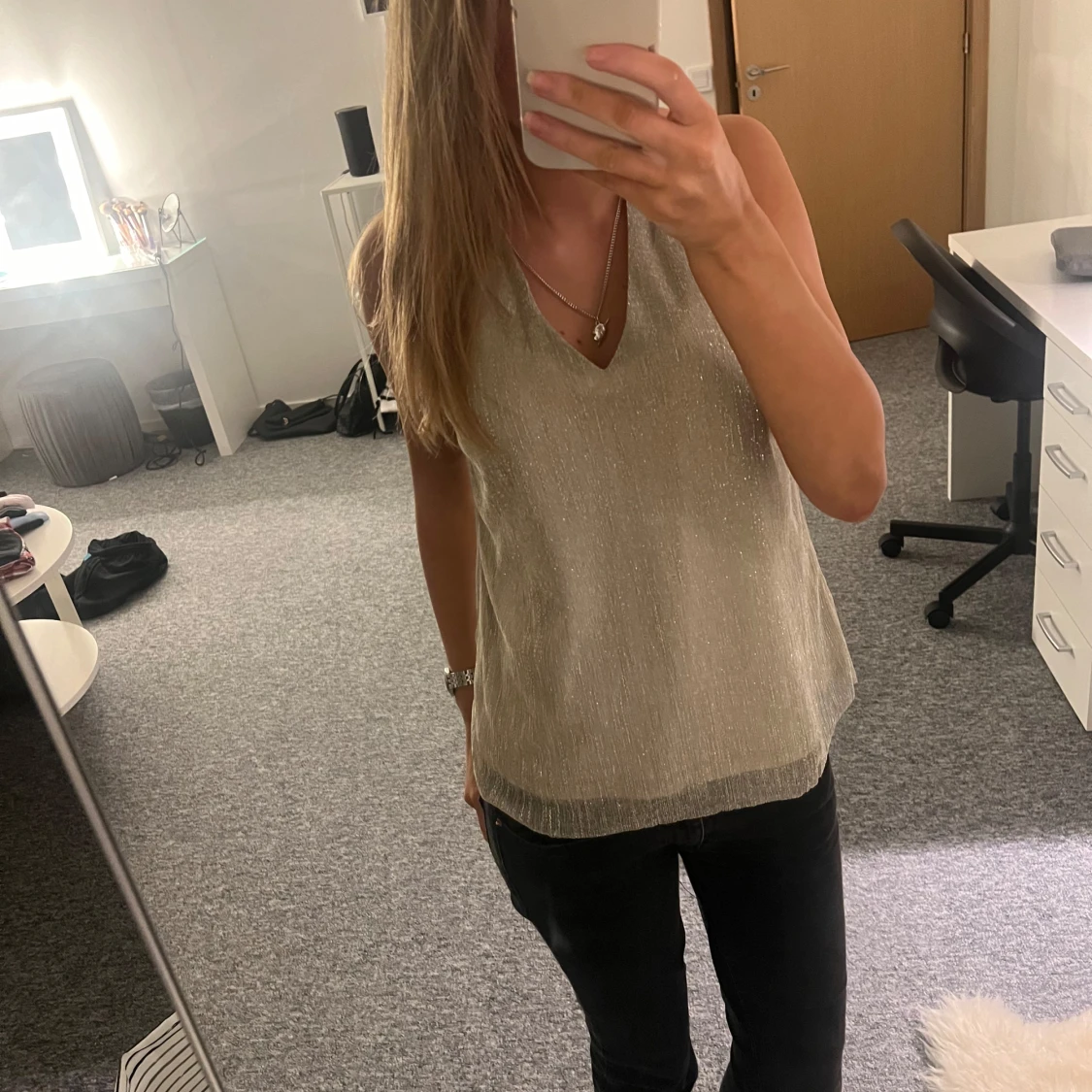 Guldglittrig topp/blus💘 - 90