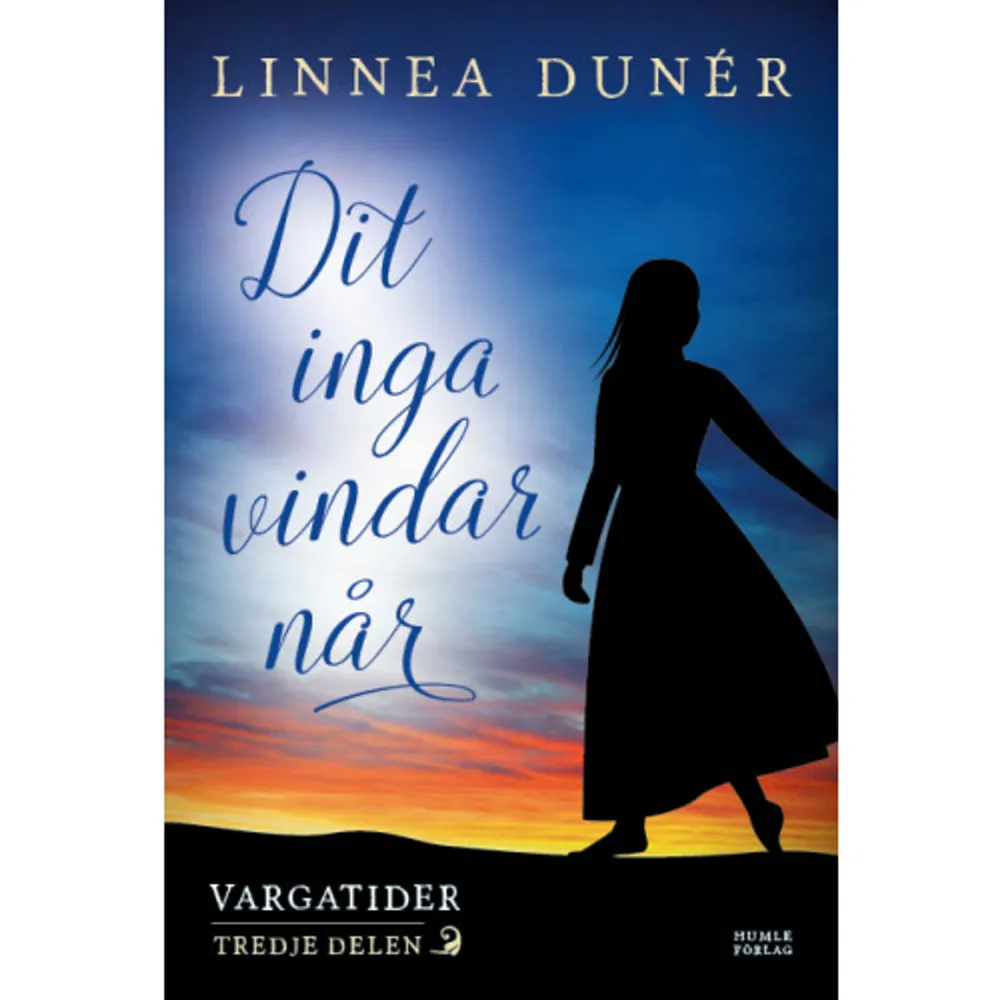 Den efterlängtade sista delen i trilogin om systrarna Dalin! För att kunna leva tryggt måste Inez och Ulv ta sig över riksgränsen. Gertrud, Elsa och Werner följer dem på vandringen nedåt landet. Men vägen är full av hinder och snart kommer vintern. Samtidigt känns det allt svårare för Inez att behöva lämna allt välbekant bakom sig. Hur mycket kan hon egentligen offra för kärleken? Och kommer hon någonsin att få se sina systrar igen? När deras vägar skilts åt ställs systrarna inför nya val. Överilade beslut leder till nya prövningar. Men när vindarna blåser som hårdast kan de alltid återvända hem. Eller? Dit inga vindar når är den avslutande delen i Linnea Dunérs romantrilogi Vargatider, som utspelar sig i 1870-talets Sverige.    Format Kartonnage   Omfång 676 sidor   Språk Svenska   Förlag Humle förlag   Utgivningsdatum 2019-09-06   ISBN 9789198398533  . Böcker.