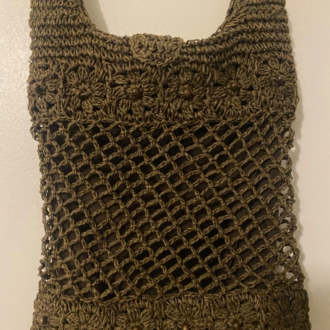 Brun stickad axelväska - 90