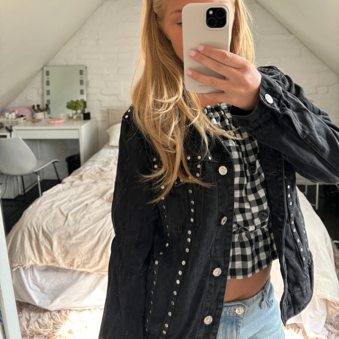 Jeansjacka med nitar💕 - 91