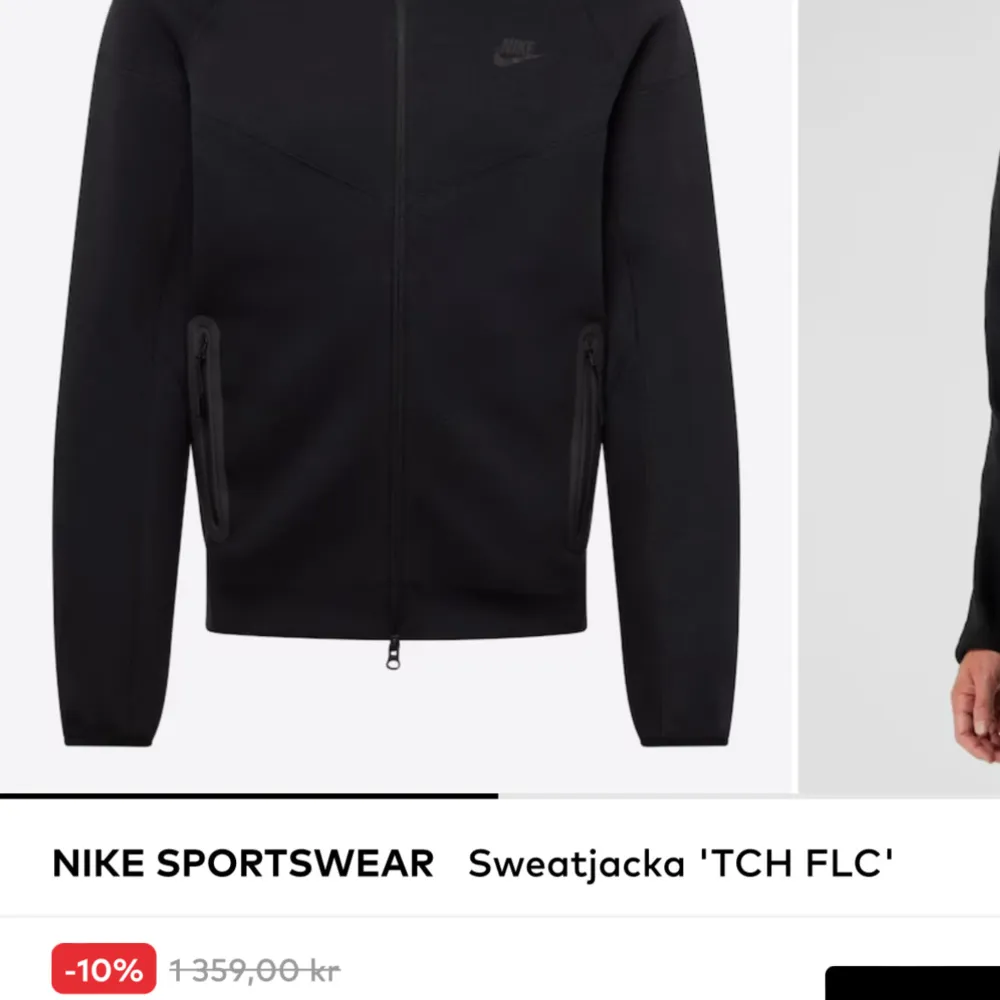 Säljer en svart sweatjacka från Nike Sportswear. Jackan har en dragkedja framtill och två fickor med dragkedja. Perfekt för träning eller vardagsbruk. Den är i nyskick och väldigt bekväm att ha på sig.. Jackor.