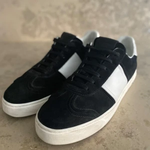 Svarta och vita sneakers från Valentino - Snygga sneakers i svart och vitt från Valentino. Skorna har en stilren design med svart mocka och vita detaljer. De har en vit sula och klassisk snörning framtill. Perfekta för en trendig look.