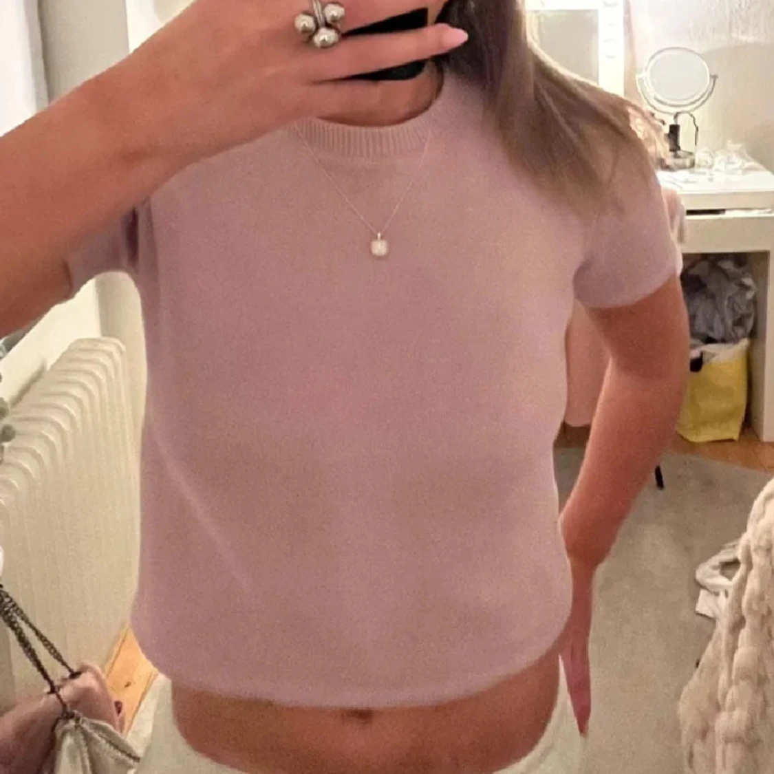 Ljusrosa kortärmad topp